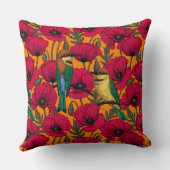 Bienenfresser und -mohn auf Orange Kissen (Rückseite)