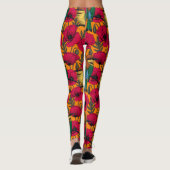 Bienenfresser und -mohn auf Orange Leggings (Rückseite)