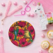 Bienenfresser und -mohn auf Orange Pappteller (Party)