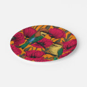 Bienenfresser und -mohn auf Orange Pappteller (Schrägansicht)