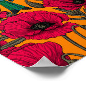 Bienenfresser und -mohn auf Orange Poster (Ecke)