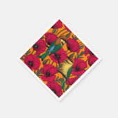 Bienenfresser und -mohn auf Orange Serviette (Ecke)