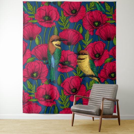 Bienenfresser und -mohn wandteppich (Beispiel)