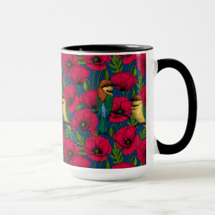 Bienenfresser und Mohnblumen Tasse