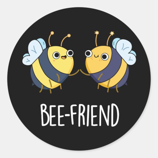 Bienenfreund Funny Insect Bee Pun Dark BG Runder Aufkleber (Vorderseite)