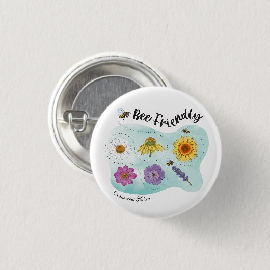 Bienenfreundlich - Harmonische Natur Button (Vorne & Hinten)