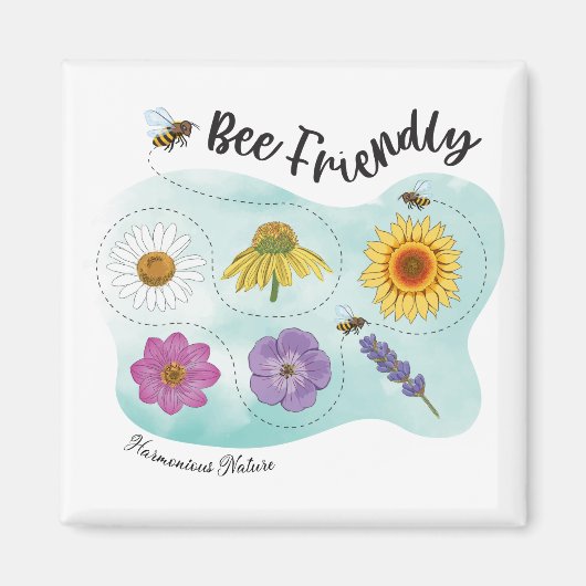 Bienenfreundlich - Harmonische Natur Magnet (Vorne)