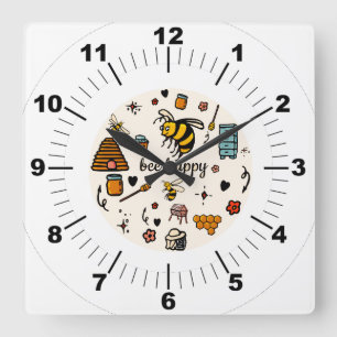 Bienenfröhliche niedliche Bienenart Quadratische Wanduhr
