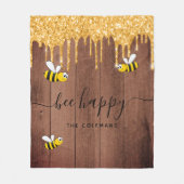 Bienenfröhliche Rustikbienen-Monogramm Fleecedecke (Vorderseite)