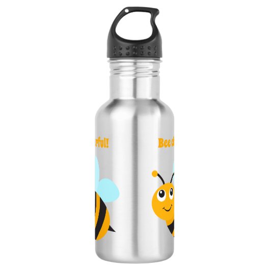 Bienenfröhliche Wasserflasche aus Edelstahl (Vorderseite)