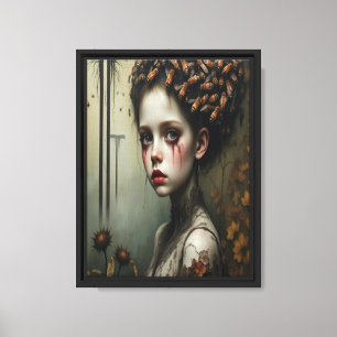 Bienengekröntes Sad Girl Leinwanddruck