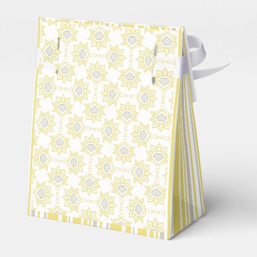 Bienengelb und graue Geometrie Geschenkschachtel (Rückseite)