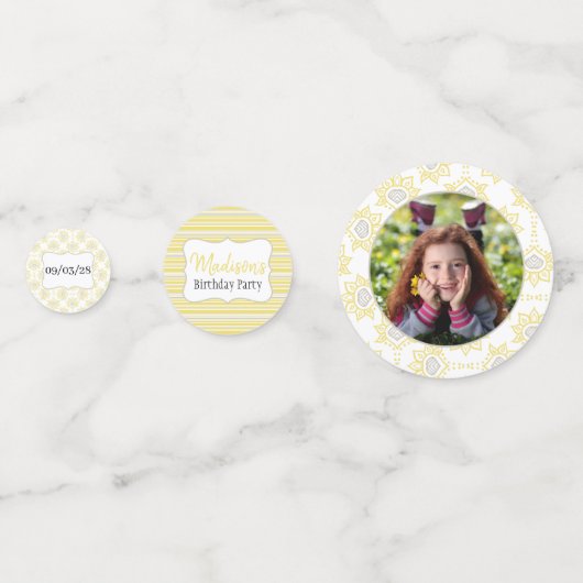 Bienengelb und graue Geometrie Konfetti (Vorderseiten)