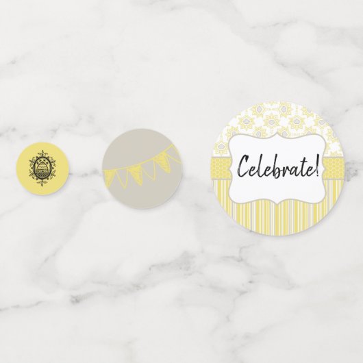 Bienengelb und graue Geometrie Konfetti (Rückseiten)