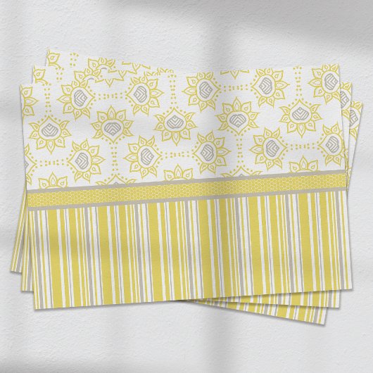 Bienengelb und graue Geometrie Seidenpapier