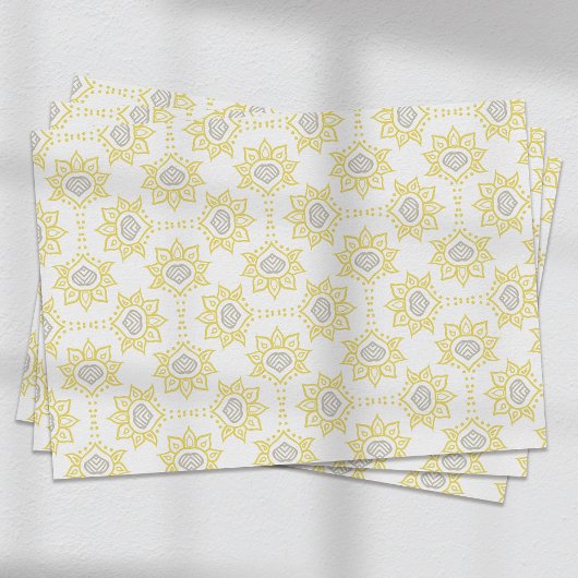 Bienengelb und graue Geometrie Seidenpapier