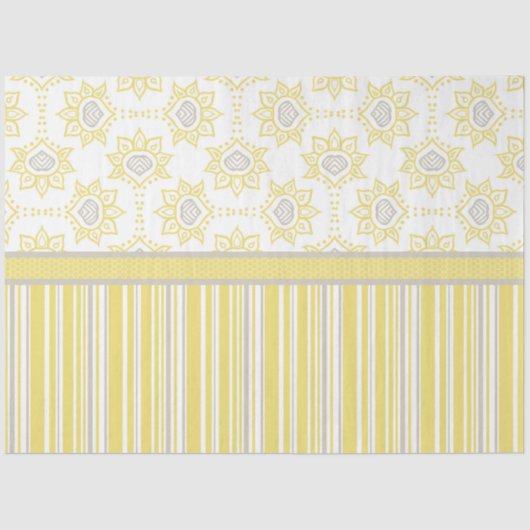 Bienengelb und graue Geometrie Seidenpapier (Vorderseite)