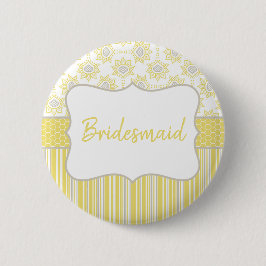 Bienengelb und graue geometrische Bridesmaid Button