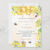 Bienengelbe Blumen Honigwabenhochzeit Einladung (Vorderseite)