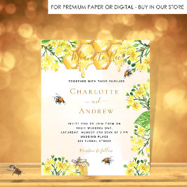 Bienengelbe Blütenwabenflora als Hochzeit Einladungspostkarte