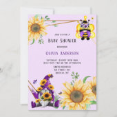 Bienengenom in Lila und gelber Blütendusche Einladung (Vorderseite)