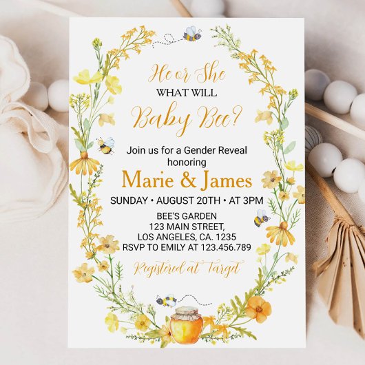 Bienengeschlechtsoffen Wildblume Baby Bee Einladun Einladung
