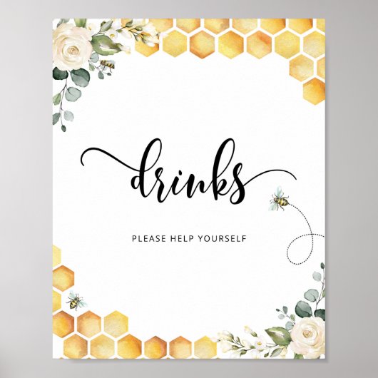 Bienengetränke in Aquarellen helfen Ihnen Poster (Vorne)
