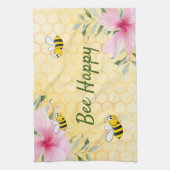 Bienenglückbienen Gelbe Honigwabenrüben Rosa Blume Geschirrtuch (Vertikal)