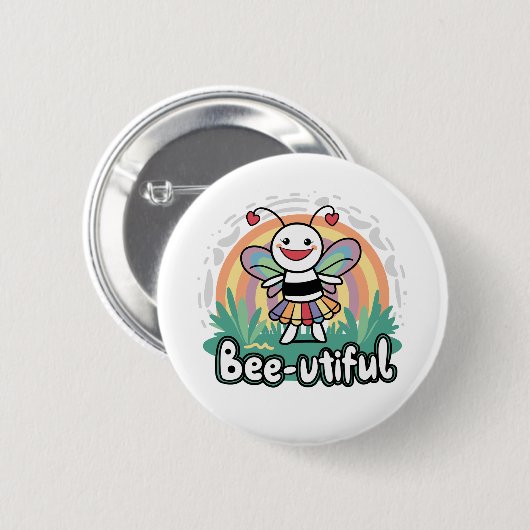 Bienenhafte Hummel strahlt Positivität aus Button (Vorne & Hinten)