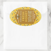 Bienenhalter Honey Jar Labels Honeycomb Bees Ovaler Aufkleber (Tasche)