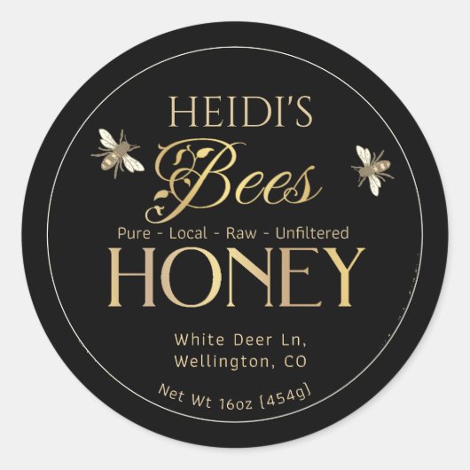 Bienenhalter Honig Etikett Metallisches Gold Runder Aufkleber (Vorderseite)
