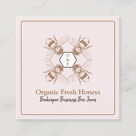 Bienenhalter Rosa Honigwabenfarm Quadratische Visitenkarte (Vorderseite)