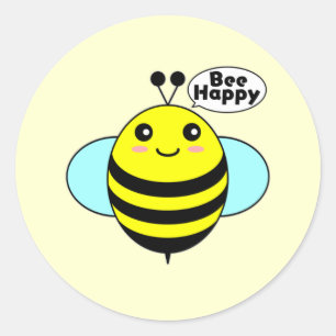Bienenhappy 1 runder aufkleber