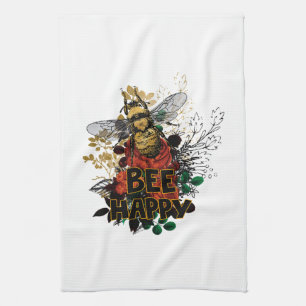 Bienenhappy Colorful Biene und Blume Geschirrtuch
