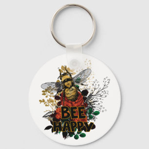 Bienenhappy Colorful Biene und Blume Schlüsselanhänger