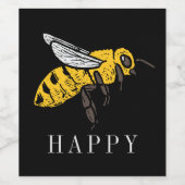 Bienenhappy Custom Insect Illustration Weinetikett (Einzelnes Label)