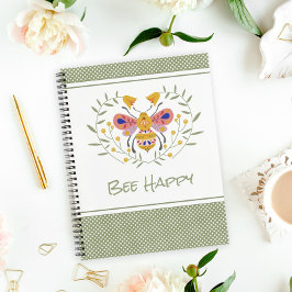 Bienenhappy Folk Art Bumble Bee Notebook Notizblock
