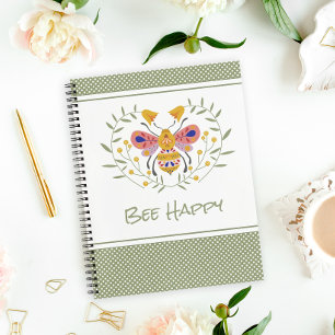 Bienenhappy Folk Art Bumble Bee Notebook Notizblock