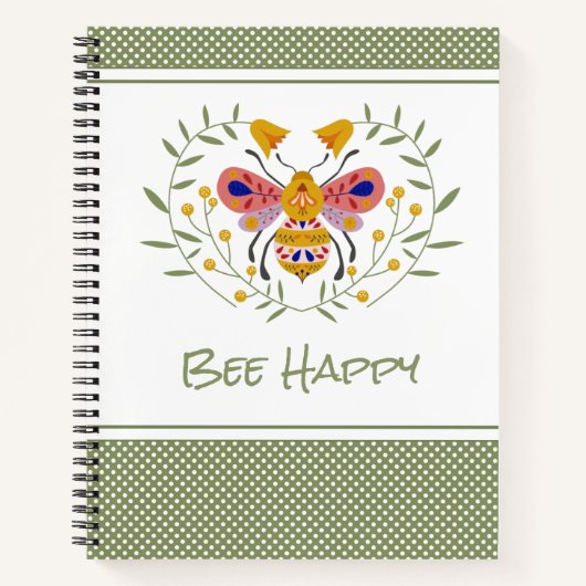Bienenhappy Folk Art Bumble Bee Notebook Notizblock (Vorderseite)