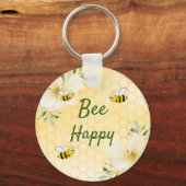 Bienenhappy Hummeln, gelbe Wabenrübe niedlich Schlüsselanhänger (Rückseite)
