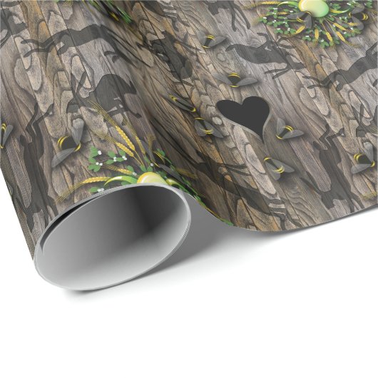 Bienenherzen haben Mondphasen Heide-Neuralholz Geschenkpapier (Rolleneckpunkt)