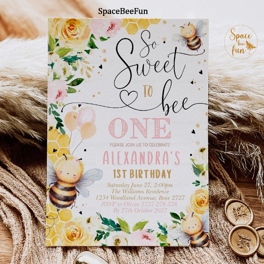 Bienenhonig zum Geburtstag Einladung Girl So Sweet