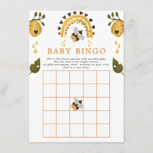 Bienenhonigwaben Hummel Baby Shower Bingo Spiel Begleitkarte