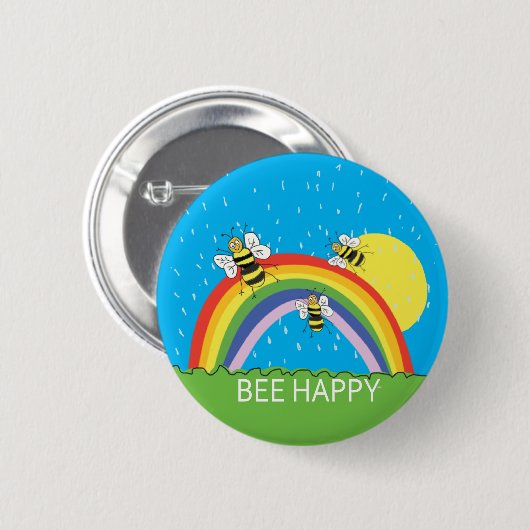 Bienenhunger Sommer Regenbogensonne Honig Button (Vorne & Hinten)