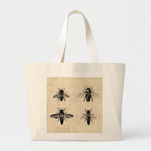 Bienenillustration Vintages Design der Bienenkunst Jumbo Stoffbeutel (Vorne)