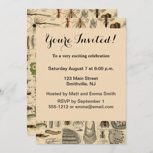 Bieneninsekt-Bug Wasp Naturbienen Malerei Einladung (Vorne/Hinten)