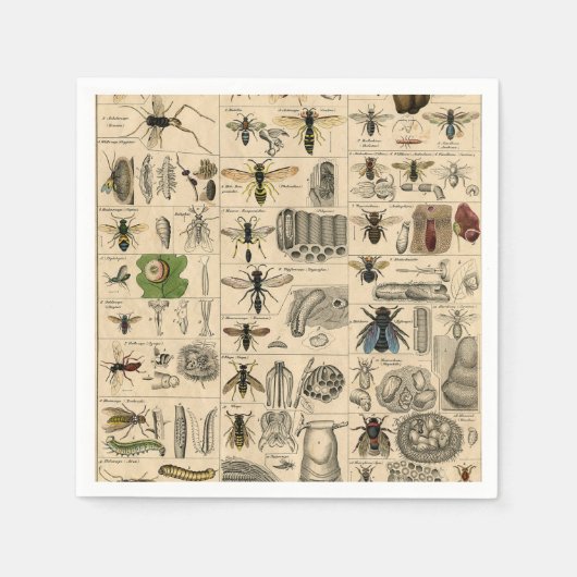 Bieneninsekt-Bug Wasp Naturbienen Malerei Serviette (Vorderseite)