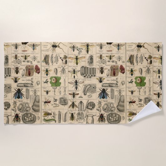 Bieneninsekt-Bug Wasp Naturbienen Malerei Strandtuch (Vorderseite)