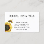 Bienenkarte Watercolor Honey Farm Business Card Visitenkarte (Rückseite)