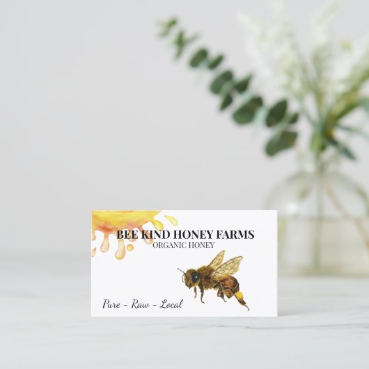 Bienenkarte Watercolor Honey Farm Business Card Visitenkarte (Stehend Vorderseite)